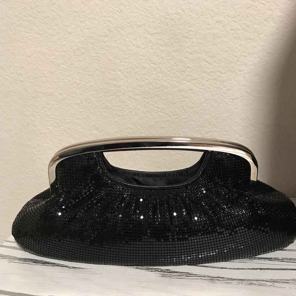 Aldo Black Sequin Wristlet with Silver Handle